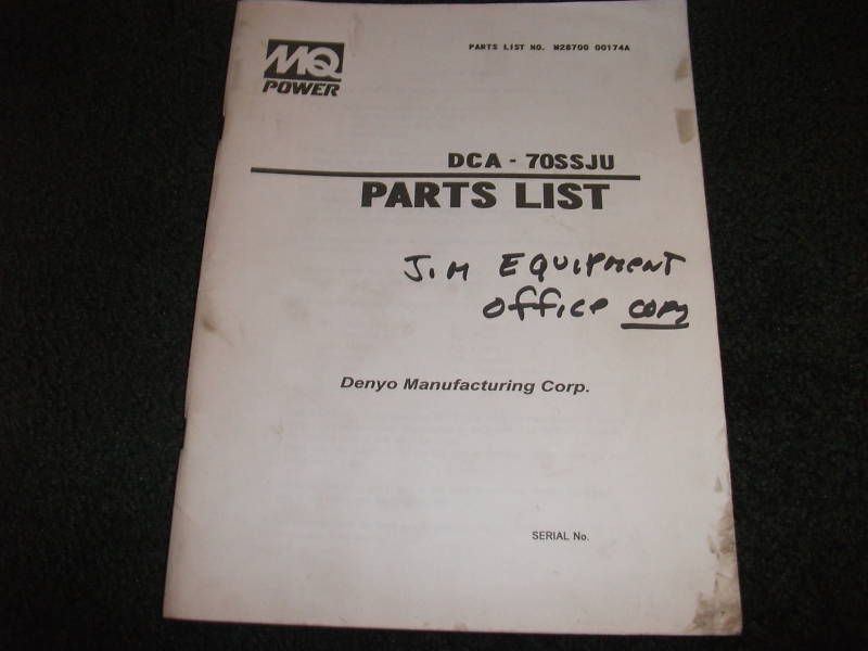 MQ power denyo DCA 70SSJU/DCA 70SSJU parts list manual  