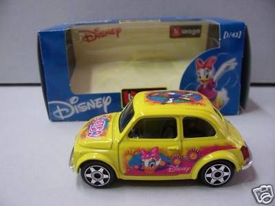 Burago Disney 1/43 Diecast FIAT 500 DAISY DUCK MIB  