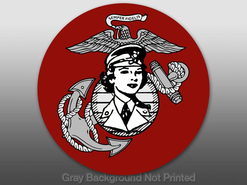 Round Women Marines Logo Sticker  USMC woman female us  