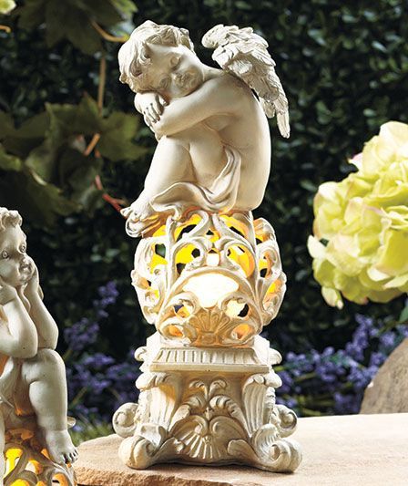 PEACEFUL SOLAR CHERUB STATUES TWO DIFFERENT ~NEW  