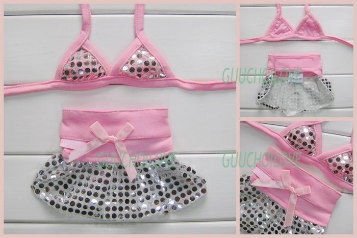 Pet Dog Clothes Bikini Dress Swimming Suit Bar Pink ★  