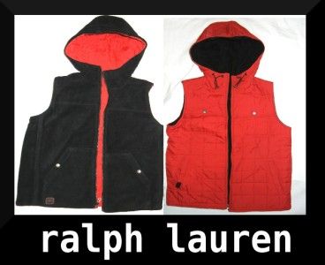 womens RALPH LAUREN P/P Ski Vest Reversible Jacket Fleece Puff petite 