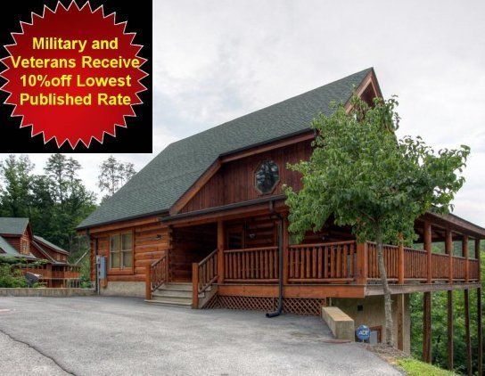   Log Cabin Rental Pigeon Forge Gatlinburg TN Military Discount Avail