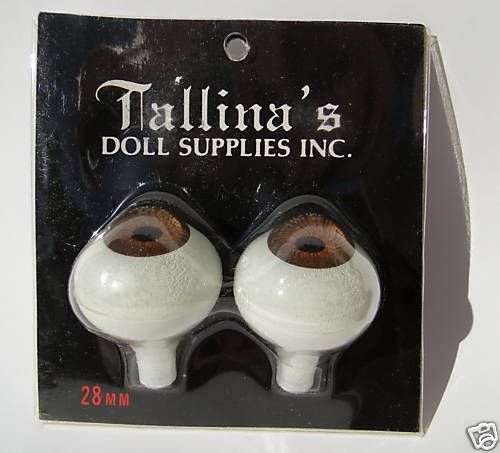 4PAIR RETIRED PAPERWEIGHT EYES BY TALINAS IN 28MM BROWN  