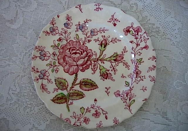 Staffordshire Pink Rose Chintz Plate   Made in England  