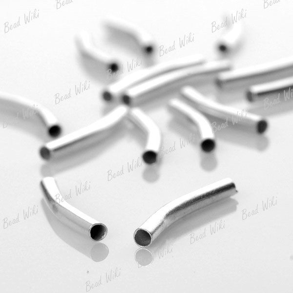 85 Silver Plate Curved Tube Spacer Metal Bead 20mm MB25  