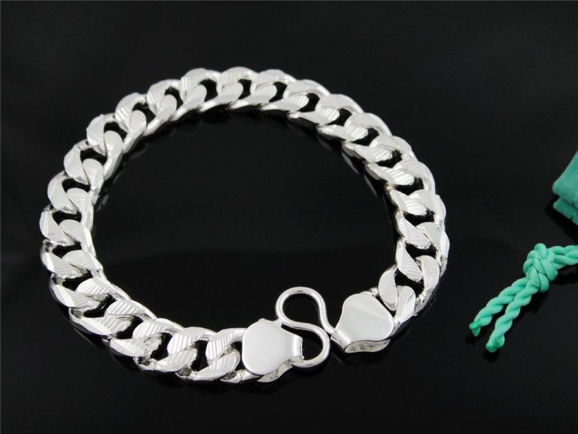 Silver EP thick curb chain mens bracelet Free P&P 10MM  