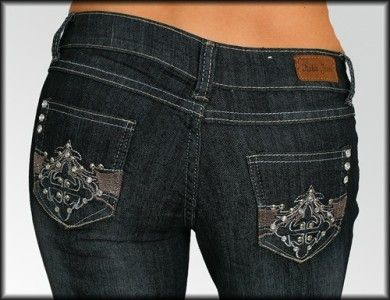 Kaba Embellished Straight Leg Jeans Dark Wash 0 15  