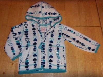 Girls OLD NAVY Turquoise Heart Fleece HOODIE Sweatshirt ZIP UP JACKET 