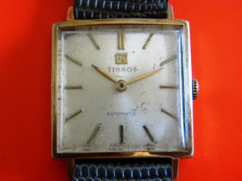 TISSOT AUTOMATIC WATCH SQUARE GENEVE ANTIQUE WRISTWATCH GOLDEN FILLED 