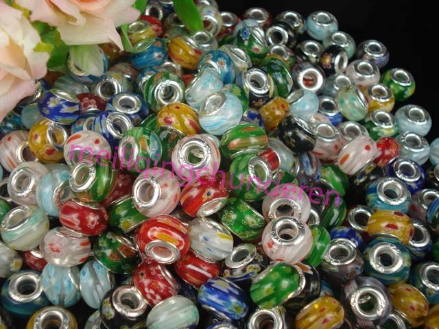 50Pcs MILLEFIORI Beads Fit European Bracelets free post  