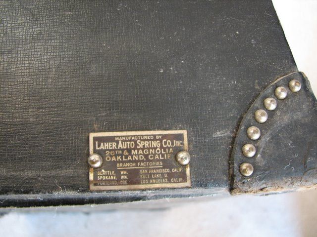 Antique Leather Laher Auto Car Trunk Circa 1920  