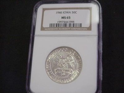 1946 IOWA COMMEMORATIVE HALF DOLLAR NGC MS65 65 WHITE  