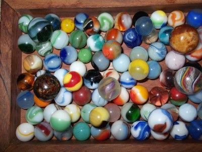 125 OLD, VINTAGE, ANTIQUE & SWIRL, CLAY MARBLES #SG 329  