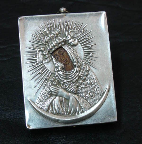 Interesting old silver and oil small icon  