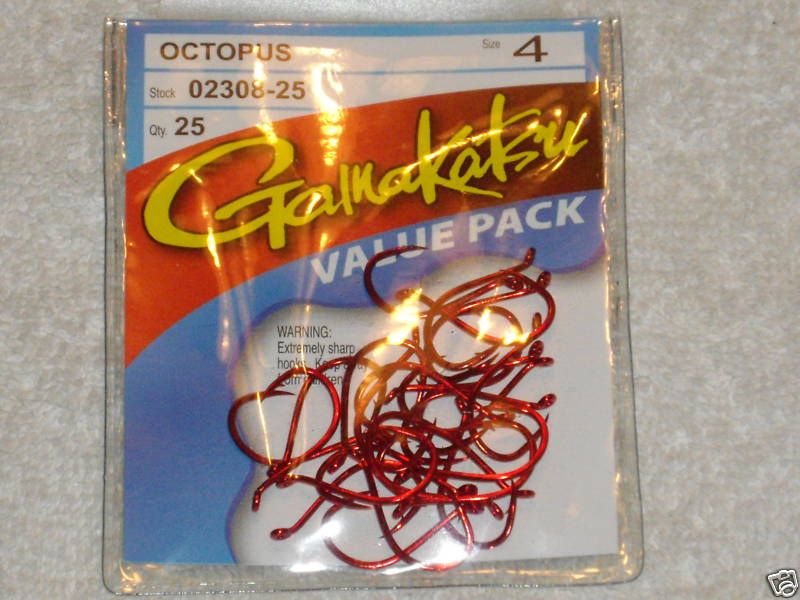 Gamakatsu Octopus Hooks Value Pack qty 25 02308 25 sz 4  