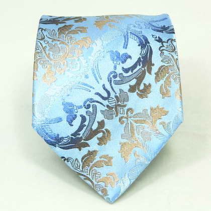 Landisun 17K Blue Brown Paisleys Mens Silk Tie Set Tie+Hanky &Plastic 