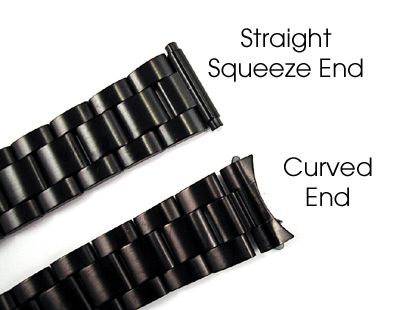 20mm CURVED END BLACK PVD STAINLESS OYSTER WATCHBAND  