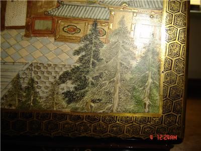 ANTIQUE MEIJI JAPAN SIGN SATSUMA CEREMONIAL SQUARE BOX  