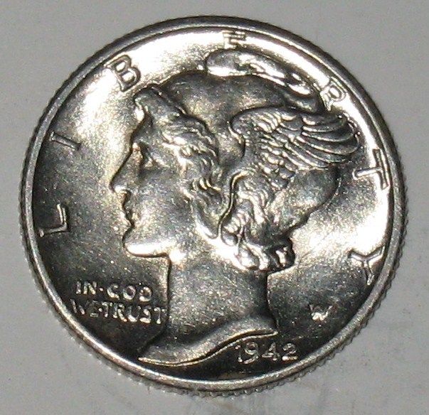 1942 D MERCURY DIME CHOICE BU D32  