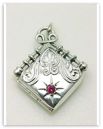 Sterling Silver Locket   Fob Pendant   Victorian Style  