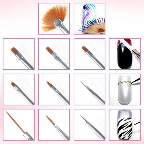 10pcs PRO Brush pen Set for Acrylic Nail Art DIY Design  