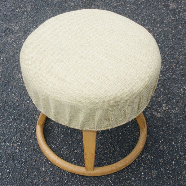 Heywood Wakefield M187 Revolving Pouffe Vanity Stool  