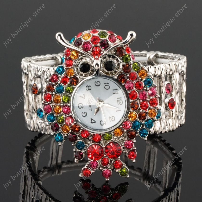   Swarovski crystal owl jewelry Wrist quartz watches stretch bracelet