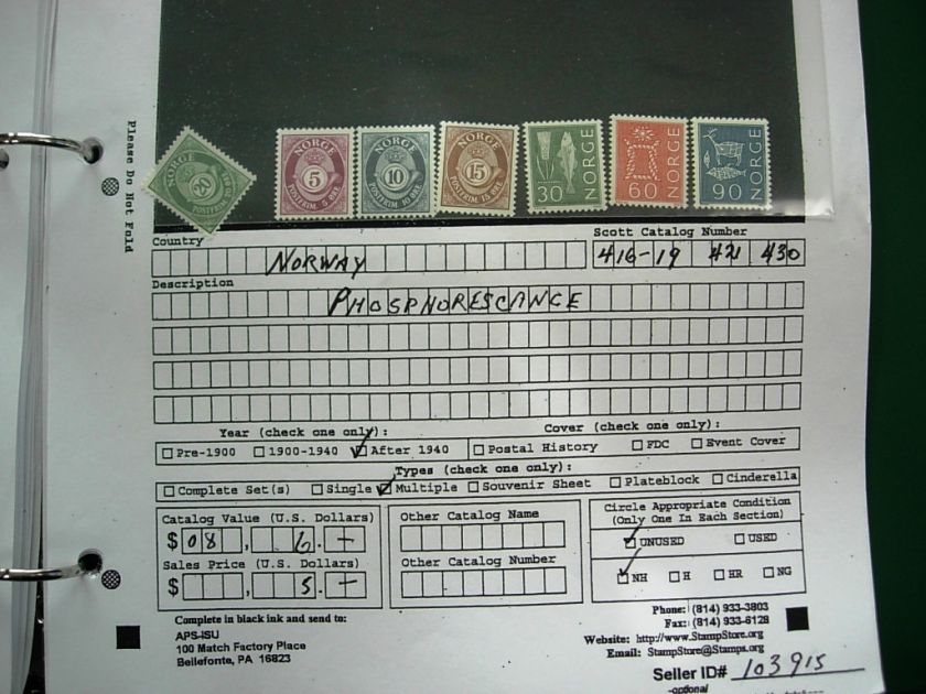 NORWAY, mostly MINT Stamps in 35+ APS Approval pages(binder not 