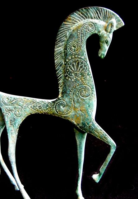 ANTIQUE BRONZE HORSE WEINBERG, EAMES 50s ETRUSCAN, DANISH, AVANT GARDE 