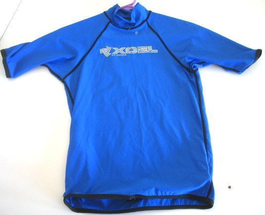 XCEL Blue UV SHIELD Rash Guard mens S Swim Shirt Surf  