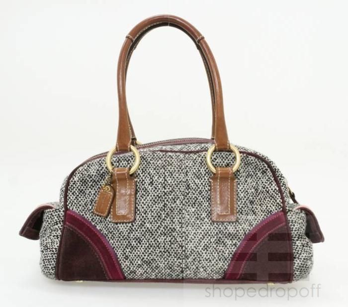 Coach Plum Black & White Tweed Soho Satchel  