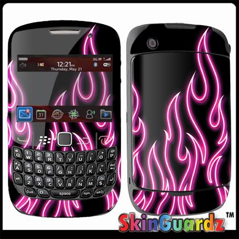 Black Pink Neon Flames Vinyl Case Decal Skin To Cover BLACKBERRY CURVE 