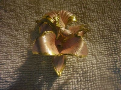 Cerrito 1982 Lite Pink Enamel Orchid Flower Brooch  