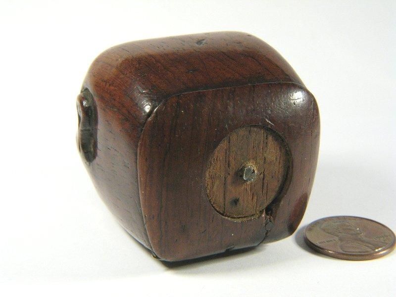 ANTIQUE HARDWOOD HINGED SNUFFBOX MONKEYS HEAD c1820  