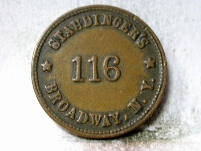 1863 STAUDINGERS CIVIL WAR TOKEN ID#K607  