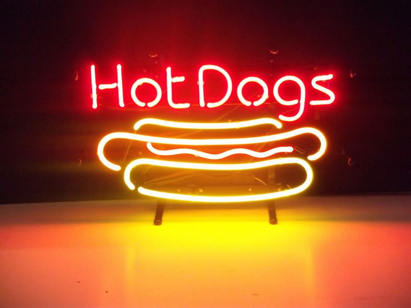 Diner and Restaurant Food Neon Sign Hot Dogs Stand wall Lamp Open 1950 
