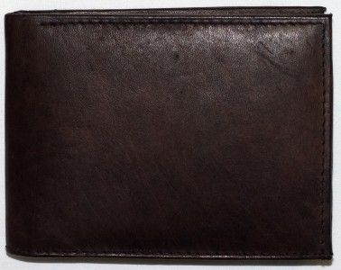 Mens NEW Dark BROWN Bifold 1 Flap LEATHER Wallet 734  