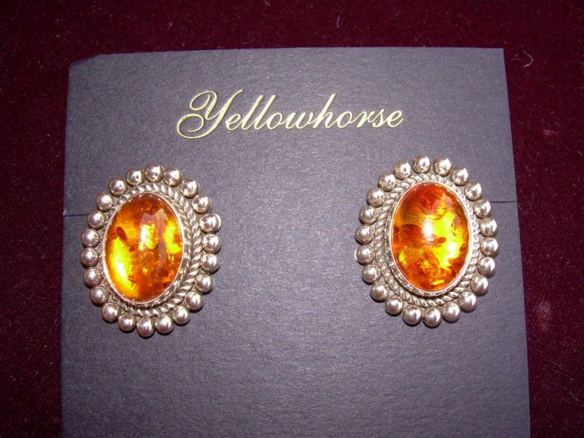 NEW AMBER PIERCED EARRINGS BY ARTIE YELLOWHORSE  