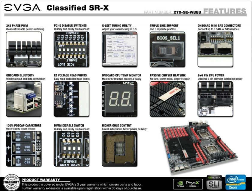   Classified SR X 270 SE W888 KR SRX Motherboard 843368013622  