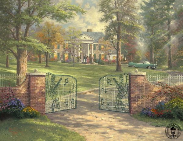 GRACELAND 50th Elvis Thomas Kinkade PROMO Postcard  