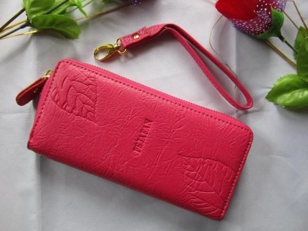 Womens Genuine Leather Bag Long Clutch Zipper around Wallet Case 