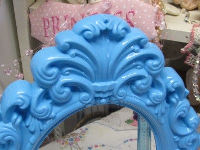 ORNATE AQUA WALL MIRROR DECOR~Shabby~Cottage~Chic  