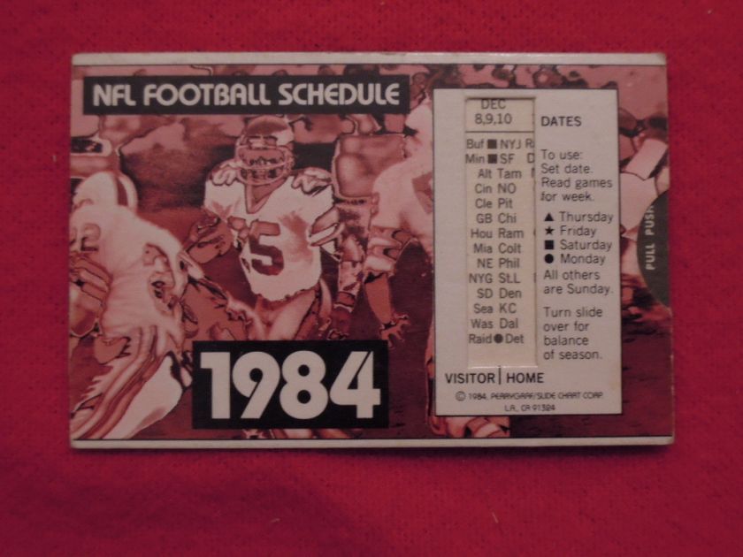 1984 NFL Pro Football Slide Schedule Sponsor 1 Day Paint & Body  