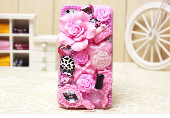 Pink ANNA Lolita DIY Mobile I Phone Cover & HTC Case Deco Den Kit,Free 