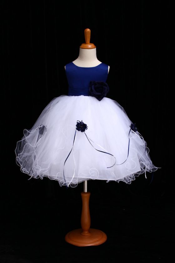 NAVY BLUE WEDDING HOLIDAY PAGEANT PARTY FORMAL FLOWER GIRL DRESS 2 4 