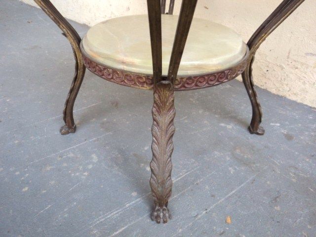 Nice French bronze and onyx side table # 07609  