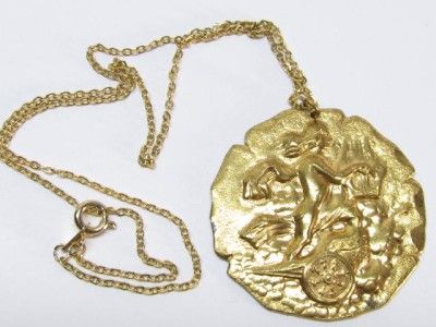 Gold Plated Pendant Necklace Harp Chariot Chain 16  
