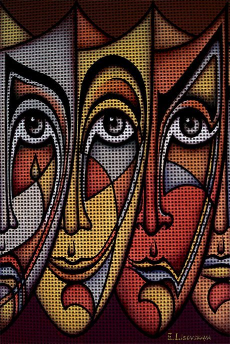 Needlepoint canvas The human masks  