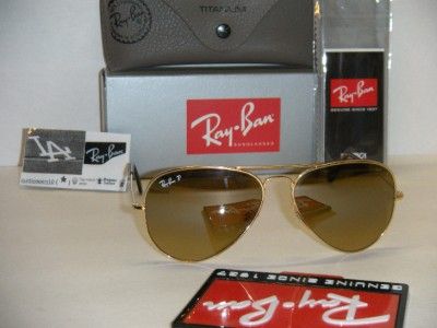 RAY BAN AVIATOR TITANIUM GOLD POLARIZED BROWN GRADIENT RB8041 001/M2 